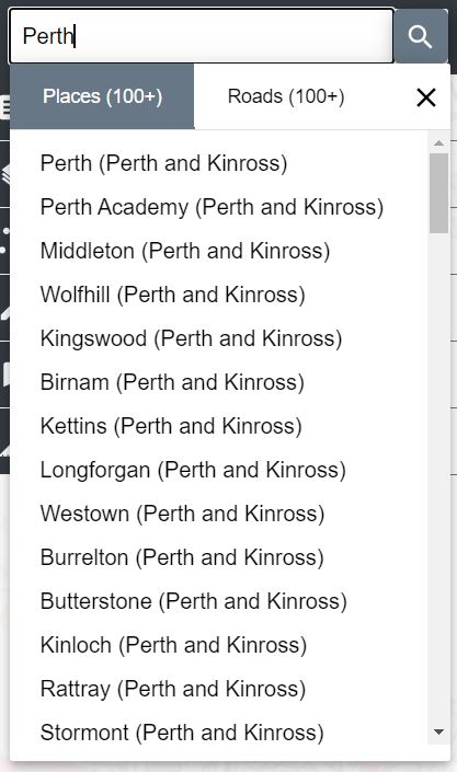 place name search results for "perth"
